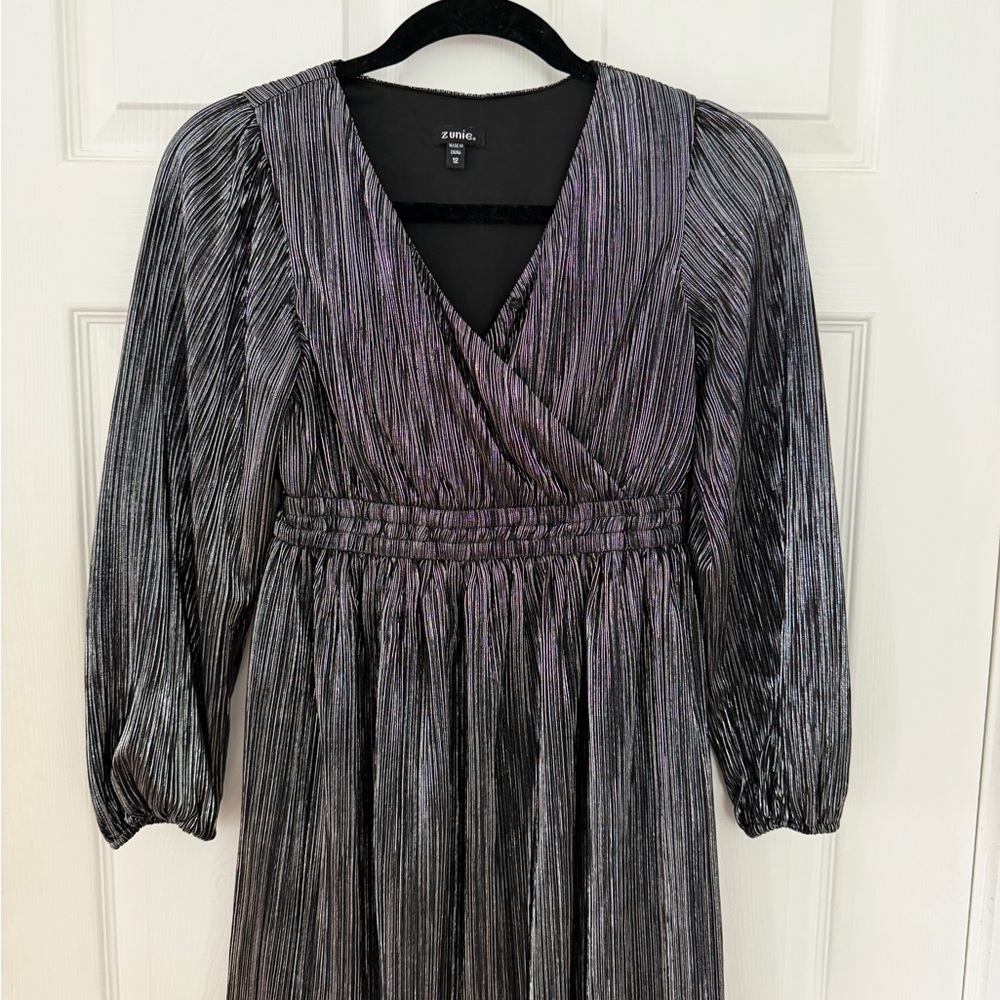 Black and Silver Long Sleeve Dress, festive occasion